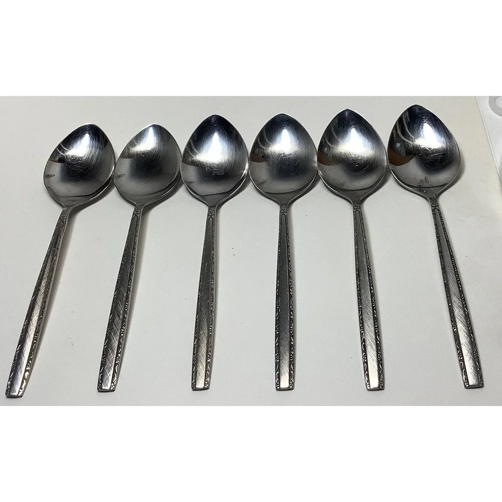 6 MCM Via Roma Wide‎ Spoons ONEIDA COMMUNITY Stainless Flatware